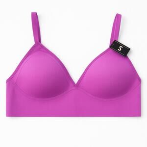 Maidenform MBT105 Women’s Mesh Trim Triangle Bralette Magenta L Lightly Lined